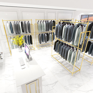 Espositori Metallici a Doppio Lato, Supporto Appendiabiti per Negozi di <span class=keywords><strong>Abbigliamento</strong></span> Maschile - Product Image 3