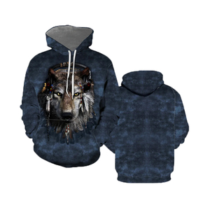 Felpa con Cappuccio da Uomo con Stampa 3D <span class=keywords><strong>di</strong></span> Lupo, Antivento e Traspirante, Novità Autunno/Inverno, Manica Lunga - Product Image 3