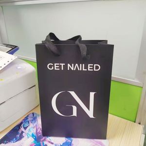 Cheap Luxury White Cardboard Embossed Offset Printed Black Shopping Paper Bag for Shoes Bulk Retail Boutique Packaging - Product Image 2