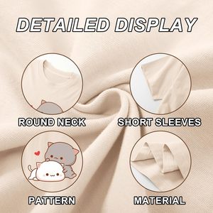FOXA Cute <b>Cat</b> Graphic T-Shirt Women 100% Cotton Breathable Summer Short Sleeve <b>Tops</b> Kawaii Cartoon Animal Print - Product Image 6