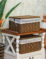 Panier de rangement multifonctionnel rectangulaire en rotin tressé, léger, fabriqué avec précision, avec couvercle, pour vêtements, écologique et moderne