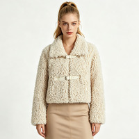 Manteau en fausse fourrure douce, style nouveau, sur mesure, inspiré du style classique, en laine roulée, avec boutons en cuir et revers, manches longues, pour automne/hiver