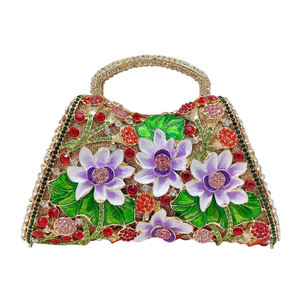 Women Floral Rhinestone Clutch Sparkling Evening Handbag <b>Beaded</b> Crystal Purse For Party - Product Image 4