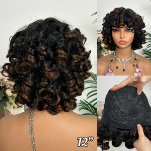 Perruque à franges SDD, perruque bouclée et volumineuse, prix de gros - Product Image 2