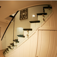 Balustrade d'escalier de luxe en verre trempé, cm, design à pied