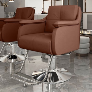 Chaise de salon en cuir avec grand siège et accoudoirs modernes, idéale pour les salons de coiffure professionnels - Product Image 6