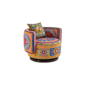 Silla <span class=keywords><strong>de</strong></span> tela con patrón <span class=keywords><strong>de</strong></span> estilo nacional <span class=keywords><strong>de</strong></span> elementos folclóricos geométricos personalizados clásicos sentido artístico ocio sofá individual silla giratoria - Product Image 1