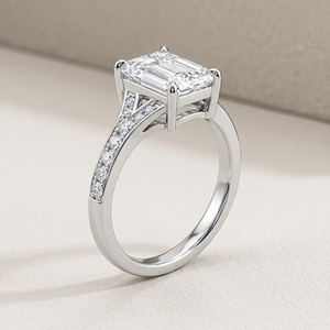 <b>Couple</b> Princess Cut Crystal Engagement <b>Ring</b> Women's 925 Silver Plated Rhodium Finish Traditional Style Square Prong Setting - Product Image 4