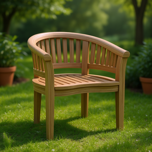 Sillón de Jardín Curvo de Teca, Madera Extra Gruesa, Muebles de Exterior de Diseño Tradicional, Patas Cónicas - Product Image 3