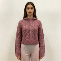 Pull à capuche pour femme Kenzi, tricoté à manches longues, personnalisable OEM & ODM, tricot rouge de haute qualité, vêtements de loisirs en gros