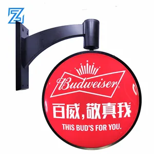 fashional outdoor advertising hanging led sign light box round shape double side light box