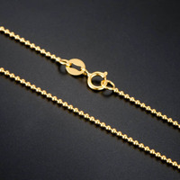 Or jaune 18 K AU750 or perle chaîne collier boule ronde collier chaîne femmes 18 carats clavicule collier 16''18'' italie bijoux