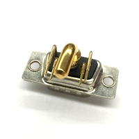 Connecteur hybride D-SUB mâle-femelle 5W1 à angle droit, haute puissance, 1 alimentation 4 signaux, disposition de contacts mixtes, montage sur circuit imprimé Dsub