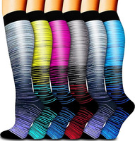 Vente flash, dropshipping, chaussettes de compression de sport colorées, fantaisie, design original, pour hommes et femmes