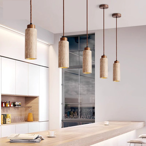 Lámpara Colgante Rectangular de Travertino Estilo Japonés Wabi Sabi, LED E27, para Dormitorio, Mesita de Noche - Product Image 3