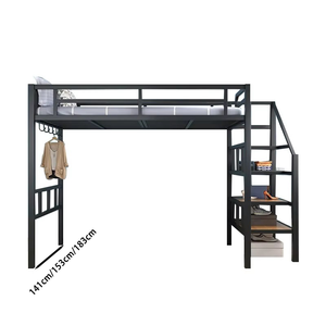 <span class=keywords><strong>Letto</strong></span> a <span class=keywords><strong>soppalco</strong></span> in acciaio resistente con scale in legno, adatto per <span class=keywords><strong>letto</strong></span> singolo, matrimoniale o queen size, ideale per adulti - Product Image 4