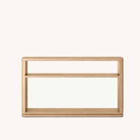 Console de rangement scandinave haut de gamme à deux compartiments, coins arrondis, base sur socle, pour entrée, personnalisable OEM/ODM