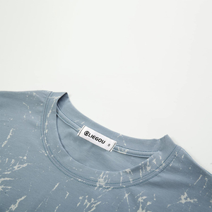 T-shirt décontracté tricoté à manches courtes, col rond, avec logo personnalisé, coupe oversize, 100% coton, imprimé tie-dye, écologique, livraison rapide, vente en gros à prix abordable - Product Image 4