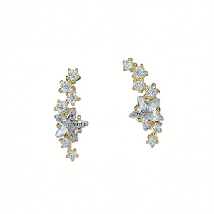 Orecchini di Lusso con Diamanti a Stella in Oro Bianco 18K Massiccio, Diamanti Naturali Taglio Brillante Rotondo, Gioielli Trendy da Donna per Feste - Product Image 1