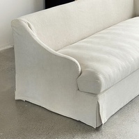 Canapé d'angle carré traditionnel Wabi-sabi 3 places avec cadre en bois et revêtement en lin, canapé de luxe personnalisé pour salon