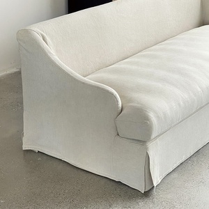 Wabi-sabi Traditional Villa Square Corner <strong>Sofa</strong> 3 Seater <strong>Wood</strong> <strong>Frame</strong> Linen Upholstery Customized Luxury Living Room <strong>Sofa</strong> - Product Image 5
