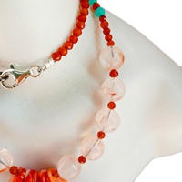 Collier de pierres précieuses fait à la main en argent Sterling 925, huître Turquoise, quartzite rouge, Orange, grenat de mandarine
