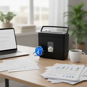 Déchiqueteuse de papier à coupe transversale durable, capacité de 5 feuilles, niveau de sécurité 4, panier de 2,38 gallons, électrique, pour bureau et usage domestique - Product Image 2