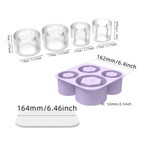New Silicone <b>Ice</b> Maker With <b>Ice</b> Cube Tray for Tumbler <b>Cup</b> for Making 4 Hollow Cylinder <b>Ice</b> Molds with Lid - Product Image 4