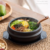 Bol en pierre coréen avec plateau, pot en céramique de haute qualité, pot en pierre coréen pour bibimbap, soupe, bibimbap