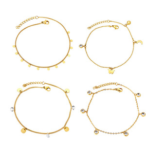 Fashion <b>Anklets</b> Stainless Steel Gold Plated Crystal Charm <b>Bracelet</b> For Women Elegant Jewelry Gift Accessory - Product Image 1
