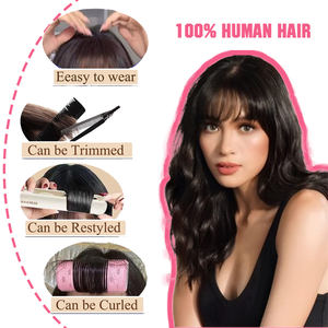 Frange en cheveux humains naturels en gros pour femmes, postiche invisible style français 3D, perruque à franges aériennes, clip style américain - Product Image 3