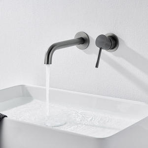 Robinet de lavabo encastré en laiton 59-1, style moderne, finition chromée gris canon noir, mitigeur chaud/froid pour lavabo - Product Image 3