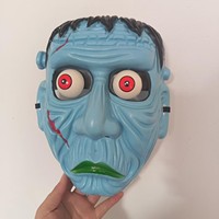 Masque d'Halloween bleu, monstre aux yeux mobiles, accessoires amusants, masque de festival des fantômes, masque transfrontalier, masque de bal de maquillage vampire