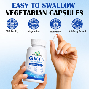SOLOTREE Integratore Vegano GHK-Cu Peptidi di Rame 120 Capsule a Marchio Privato per Anti-Invecchiamento, Elasticità della Pelle e Supporto Capillare - Product Image 4