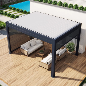 Cubierta de <span class=keywords><strong>toldo</strong></span> bioclimático de diseño moderno SINGOTec, techo de Louvre impermeable, pérgola de aluminio personalizable con puerta corredera de vidrio - Product Image 2