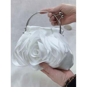 Borsa a Forma di Rosa con Cristalli per Feste e Balli, Pochette Scintillante con Glitter - Product Image 2