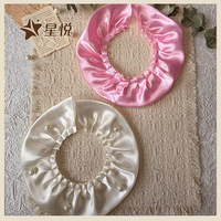 Dentelle plissée double couche en mousseline de 6 cm avec perles incrustées, accessoire à franges volantées pour chouchous à cheveux