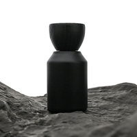 Botol silinder kaca parfum kelas atas 50ml 100ml, botol kaca Amber, tutup kayu bentuk segitiga