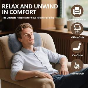 Oreiller ergonomique pour <span class=keywords><strong>appui</strong></span>-tête pour fauteuils inclinables, fauteuils, mousse à mémoire de forme antidérapante, soutien pour les dormeurs latéraux, oreiller de bain pour le cou et la tête - Product Image 4