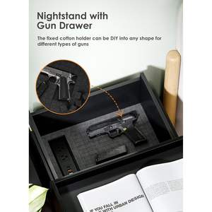 Turosur Nightstands Set Of 2 Black Modern <b>LED</b> Wireless Charging Smart <b>Bedside</b> <b>Table</b> With Drawer Storage For Bedroom - Product Image 4