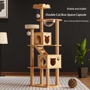 บ้าน<span class=keywords><strong>แมว</strong></span>ออลอินวันแบบประหยัดพื้นที่พร้อมที่ลับเล็บและโครงปีนป่าย - Product Image 4