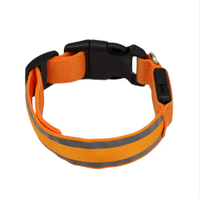 Collier de chien réglable en nylon avec lumières LED, laisse pour animaux de compagnie en polyester durable pour l'entraînement nocturne, fluorescent, lumineux, clignotant pour la sécurité des poils