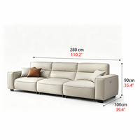 Sofá Seccional Reclinable Eléctrico Contemporáneo de 3 Plazas, Convertible en Cama, de Cuero, para Sala de Estar, con Certificación ROHS y CE