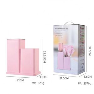 Hot Sell 19-Piece of Silica Gel Utensil With Wooden Handle and Cuttings Board Storage Bucket Kitchen Gadget Set - Product Image 6