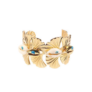 Pulsera de alta gama más vendida: Brazalete de hoja de diseño ancho con apertura exagerada y pulsera de concha trenzada exótica - Product Image 5