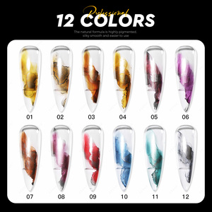 JTING Tinta Metálica de 12 Colores para <span class=keywords><strong>Uñas</strong></span> Efecto Mármol Floreciente, Gel Líquido para Pintura de <span class=keywords><strong>Uñas</strong></span>, Esmalte en Gel, Tinta Única Efecto Mármol para <span class=keywords><strong>Uñas</strong></span> - Product Image 5