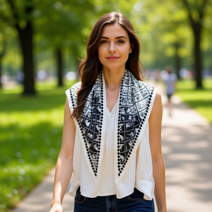 Écharpe triangulaire de marque Z 135x60cm, motif géométrique, couvre-cou multifonctionnel pour femmes - Product Image 3