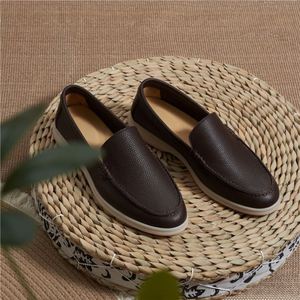 British Handmade Men's Loafers LP Lace-Up <b>Pointed</b> <b>Toe</b> <b>Flat</b>-Soled Loafers Office & Career Anti-Slip Breathable Lightweight - Product Image 1