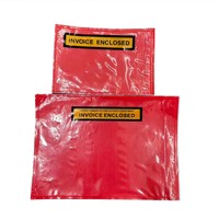 Pochettes autocollantes rouges pour factures, étanches en LDPE, pour bordereaux d'expédition et factures