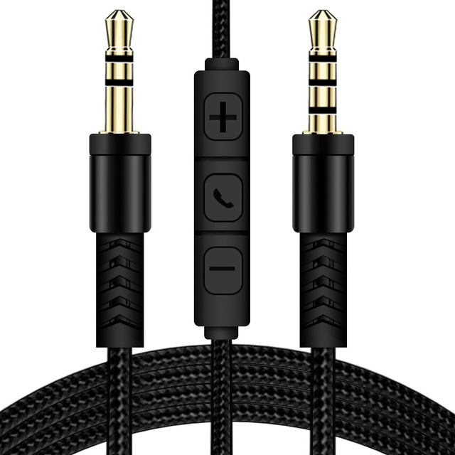 1.2M 3.5mm Audio Cable With Mic Volume Control 3.5 mm Speaker Line Aux Cable Male to Male Audio Cord for Headphone Car Speaker